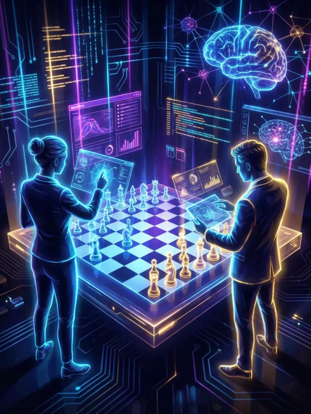 Story Conceito visual de estratégia representando a teoria dos jogos com tabuleiro de xadrez